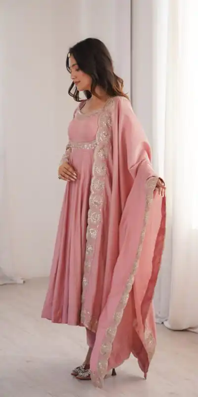 ZF 5026 Pink Colour Roman Silk Salwar Suit with Embroidery Work. Best Price ₹2399. Delivery 4-6 Working Days. Online Shop now. | Anarkali Suits, Bollywood Anarkali, Creative-Anarkali, Designer Anarkali, Embroidered Anarkali, Party Wear Anarkali