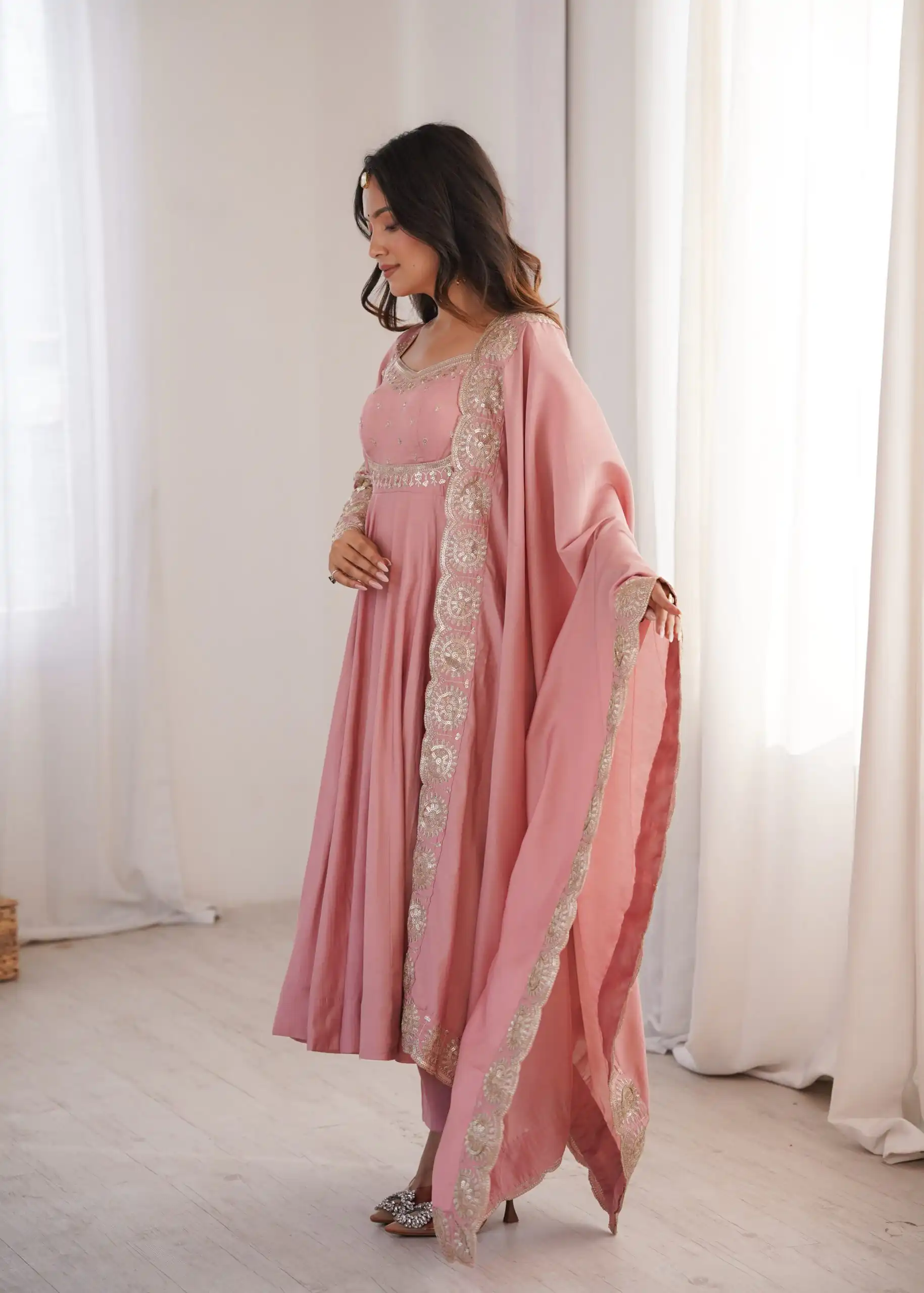 ZF 5026  Pink Colour Roman Silk Salwar Suit with Embroidery Work. Best Price ₹2399. Delivery 4-6 Working Days. Online Shop now. | Anarkali Suits, Bollywood Anarkali, Creative-Anarkali, Designer Anarkali, Embroidered Anarkali, Party Wear Anarkali