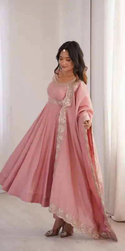 ZF 5026 Pink Colour Roman Silk Salwar Suit with Embroidery Work. Best Price ₹2399. Delivery 4-6 Working Days. Online Shop now. | Anarkali Suits, Bollywood Anarkali, Creative-Anarkali, Designer Anarkali, Embroidered Anarkali, Party Wear Anarkali