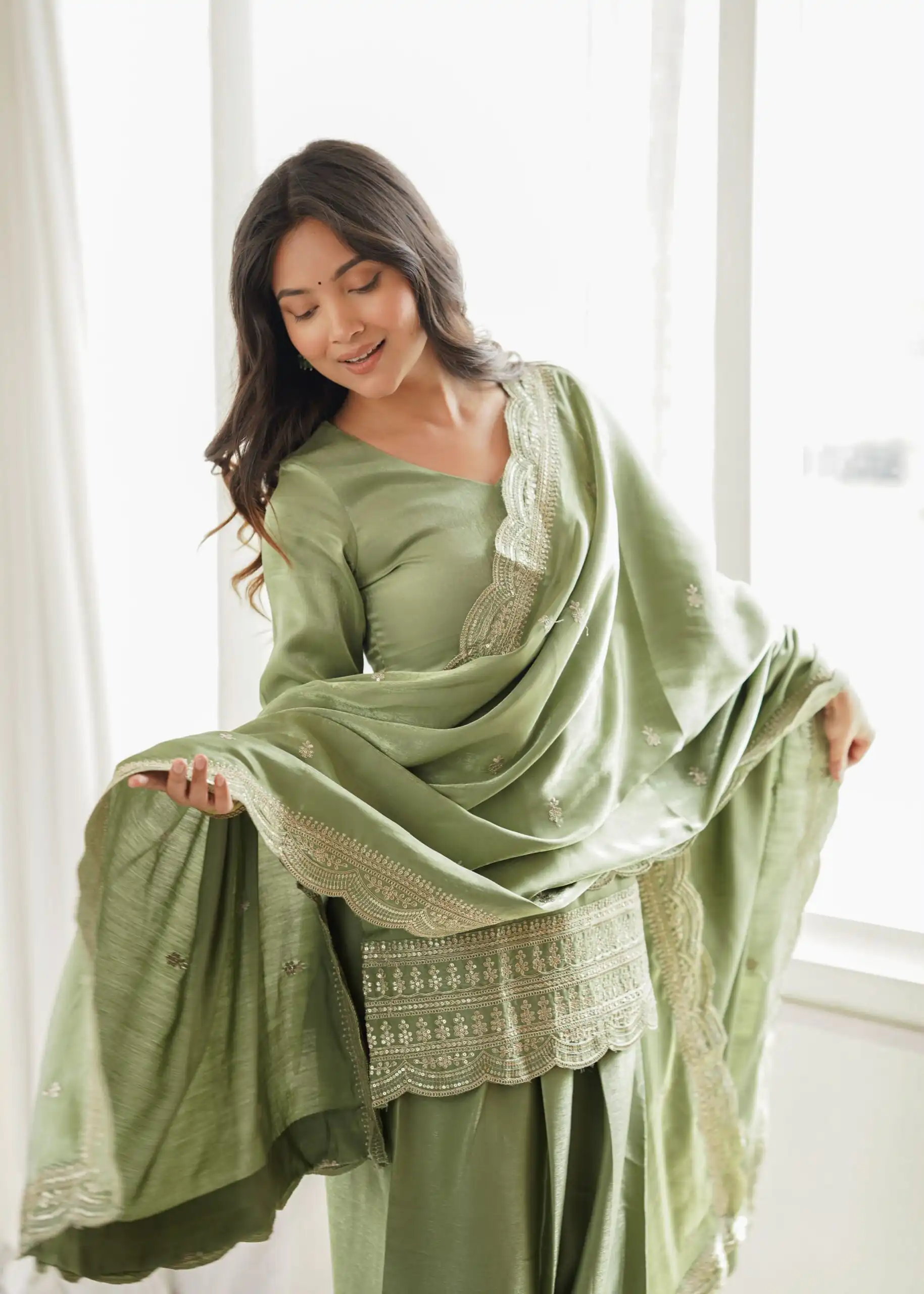 KB 304 Pista in Glass Roman Silk. Sequins Work & Embroidery Work Salwar Suit Festive Deal ₹1999. Delivery 4-6 Working Days. Shop now. | Jump Suits, Salwar suit, Designer Suits, Casual Suits, Creative suits, Palazzo Suits, Party Wear Suits, Patiala Suits, Straight Suits