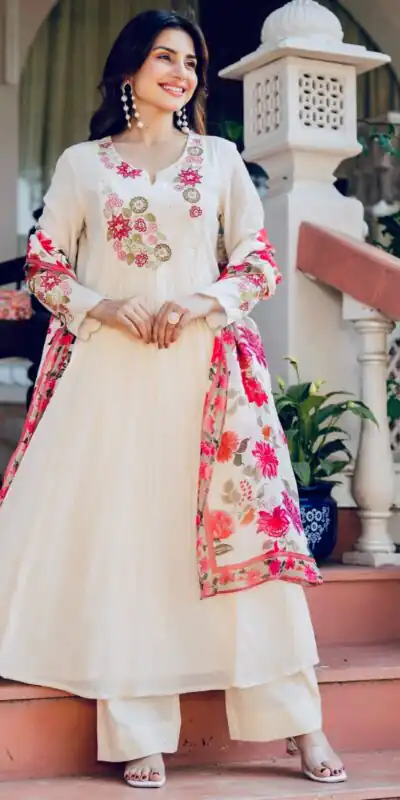 DIVA 166 White Mal Chanderi Salwar Suit Perfect for Wedding, Party, Baisakhi, Housewarming, Sangeet – Introductory Price ₹2249. Delivery 4-6 Working D | Jump Suits, Salwar suit, Designer Suits, Casual Suits, Creative suits, Palazzo Suits, Party Wear Suits, Patiala Suits, Straight Suits
