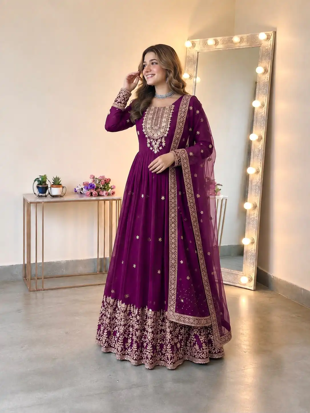 SSR 546 Wine in Georgette Embroidery Work & Sequins Work Gown . Get it for ₹2149. Delivery 4-6 Working Days. Online Shop now. | Gowns, Bollywood Gowns, Creative Gowns, Designer Gowns, Embroidered Gowns, Party Wear Gowns