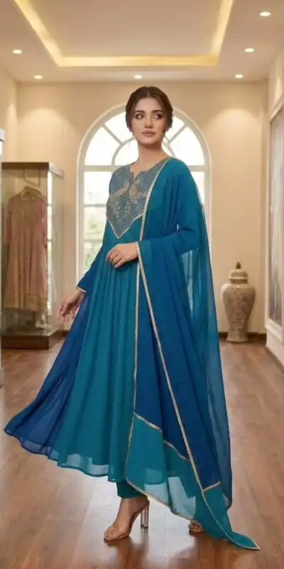 LG 2137 Blue Mul Chanderi Salwar Suit with Embroidery Work & Sequins Work. Festive Deal ₹2199. Delivery 4-6 Working Days. Shop nowp | Jump Suits, Salwar suit, Designer Suits, Casual Suits, Creative suits, Palazzo Suits, Party Wear Suits, Patiala Suits, Straight Suits