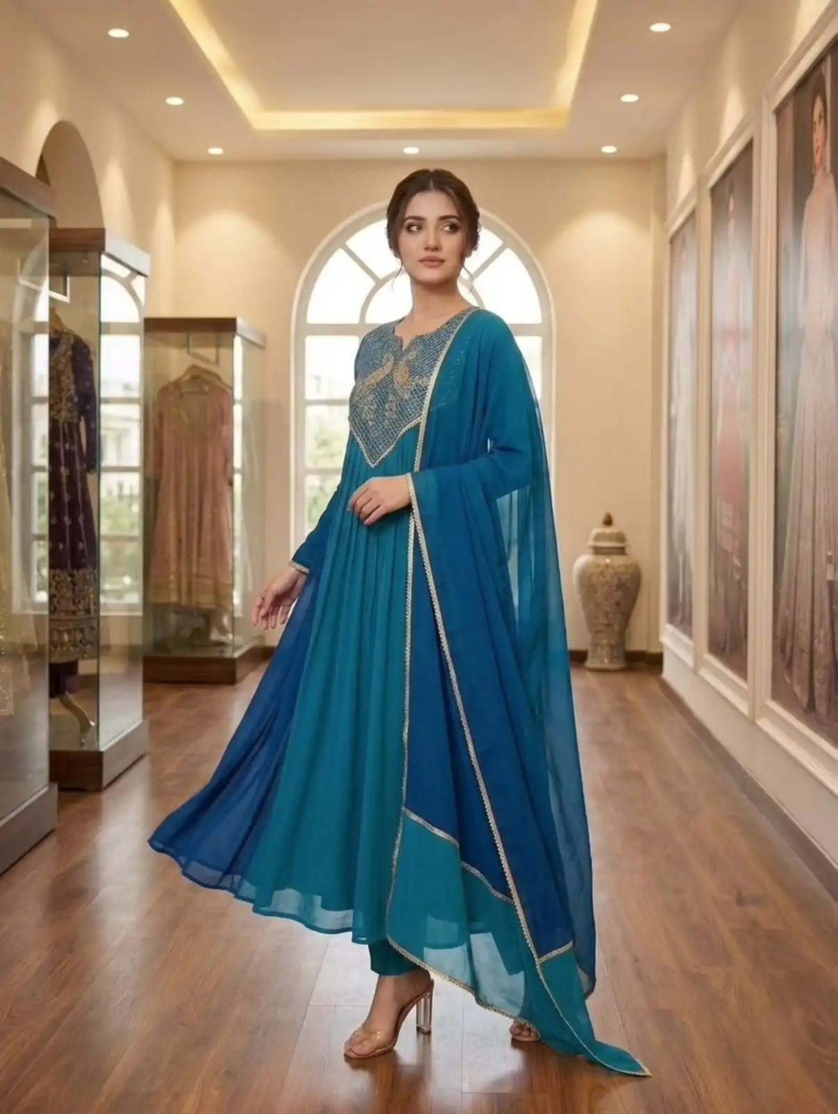 LG 2137 Blue Mul Chanderi Salwar Suit with Embroidery Work & Sequins Work. Festive Deal ₹2199. Delivery 4-6 Working Days. Shop nowp | Jump Suits, Salwar suit, Designer Suits, Casual Suits, Creative suits, Palazzo Suits, Party Wear Suits, Patiala Suits, Straight Suits