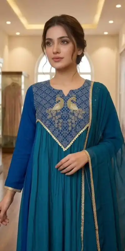LG 2137 Blue Mul Chanderi Salwar Suit with Embroidery Work & Sequins Work. Festive Deal ₹2199. Delivery 4-6 Working Days. Shop nowp | Jump Suits, Salwar suit, Designer Suits, Casual Suits, Creative suits, Palazzo Suits, Party Wear Suits, Patiala Suits, Straight Suits