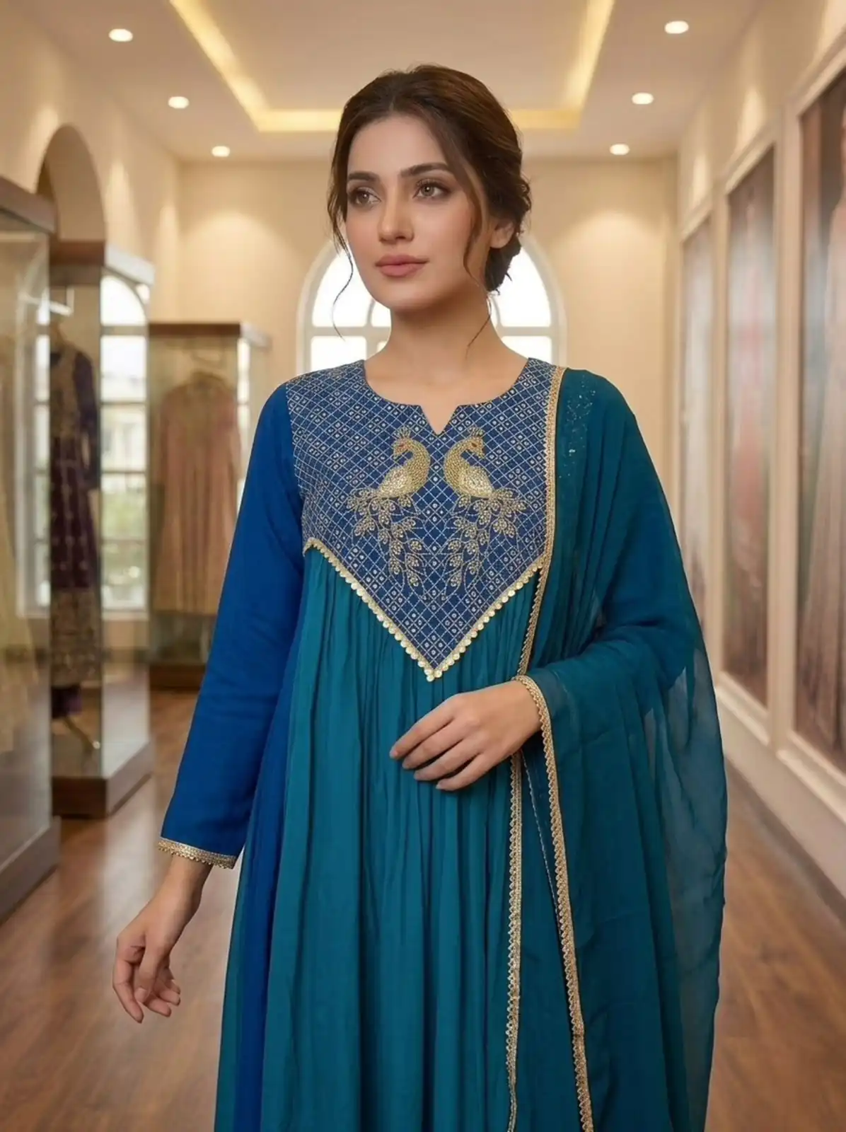 LG 2137 Blue Mul Chanderi Salwar Suit with Embroidery Work & Sequins Work. Festive Deal ₹2199. Delivery 4-6 Working Days. Shop nowp | Jump Suits, Salwar suit, Designer Suits, Casual Suits, Creative suits, Palazzo Suits, Party Wear Suits, Patiala Suits, Straight Suits