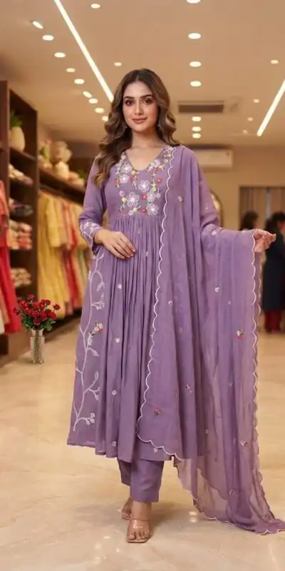 LG 2131 Lavender Mul Chanderi Salwar Suit with Embroidery Work & Sequins Work. Festive Deal ₹2199. Delivery 4-6 Working Days. Shop nowp | Jump Suits, Salwar suit, Designer Suits, Casual Suits, Creative suits, Palazzo Suits, Party Wear Suits, Patiala Suits, Straight Suits