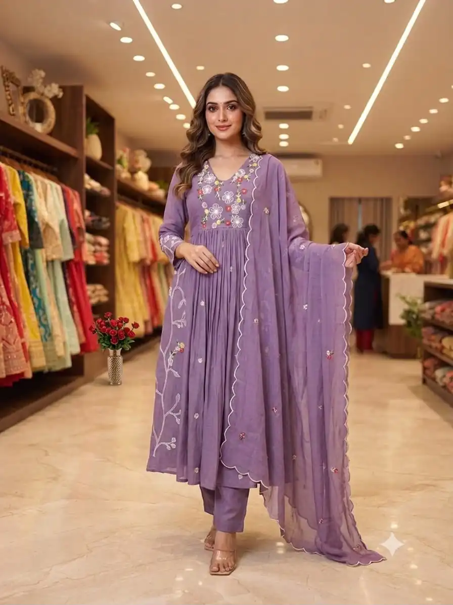 LG 2131 Lavender Mul Chanderi Salwar Suit with Embroidery Work & Sequins Work. Festive Deal ₹2199. Delivery 4-6 Working Days. Shop nowp | Jump Suits, Salwar suit, Designer Suits, Casual Suits, Creative suits, Palazzo Suits, Party Wear Suits, Patiala Suits, Straight Suits