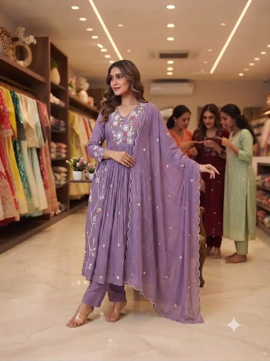 LG 2131 Lavender Mul Chanderi Salwar Suit with Embroidery Work & Sequins Work. Festive Deal ₹2199. Delivery 4-6 Working Days. Shop nowp | Jump Suits, Salwar suit, Designer Suits, Casual Suits, Creative suits, Palazzo Suits, Party Wear Suits, Patiala Suits, Straight Suits