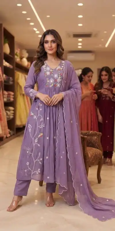 LG 2131 Lavender Mul Chanderi Salwar Suit with Embroidery Work & Sequins Work. Festive Deal ₹2199. Delivery 4-6 Working Days. Shop nowp | Jump Suits, Salwar suit, Designer Suits, Casual Suits, Creative suits, Palazzo Suits, Party Wear Suits, Patiala Suits, Straight Suits