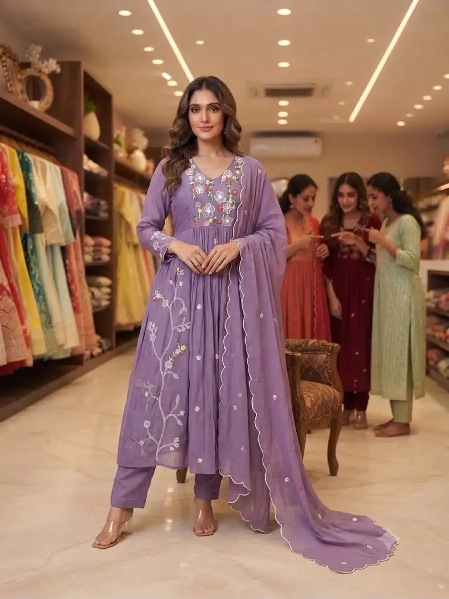 LG 2131 Lavender Mul Chanderi Salwar Suit with Embroidery Work & Sequins Work. Festive Deal ₹2199. Delivery 4-6 Working Days. Shop nowp | Jump Suits, Salwar suit, Designer Suits, Casual Suits, Creative suits, Palazzo Suits, Party Wear Suits, Patiala Suits, Straight Suits