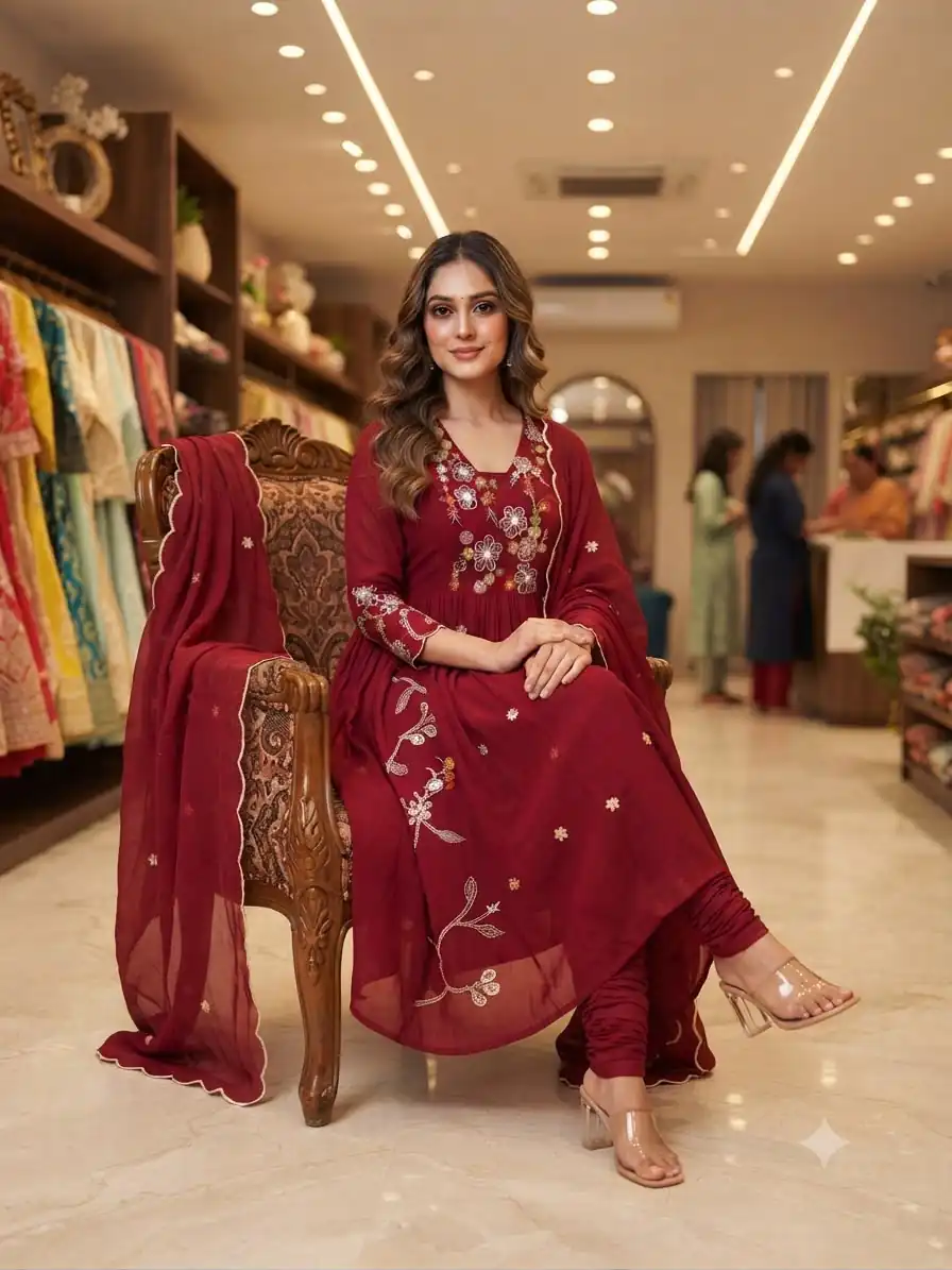 LG 2131 Maroon Mul Chanderi Salwar Suit with Embroidery Work & Sequins Work. Festive Deal ₹2199. Delivery 4-6 Working Days. Shop nowp | Jump Suits, Salwar suit, Designer Suits, Casual Suits, Creative suits, Palazzo Suits, Party Wear Suits, Patiala Suits, Straight Suits