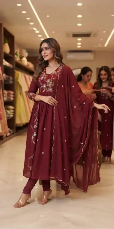 LG 2131 Maroon Mul Chanderi Salwar Suit with Embroidery Work & Sequins Work. Festive Deal ₹2199. Delivery 4-6 Working Days. Shop nowp | Jump Suits, Salwar suit, Designer Suits, Casual Suits, Creative suits, Palazzo Suits, Party Wear Suits, Patiala Suits, Straight Suits