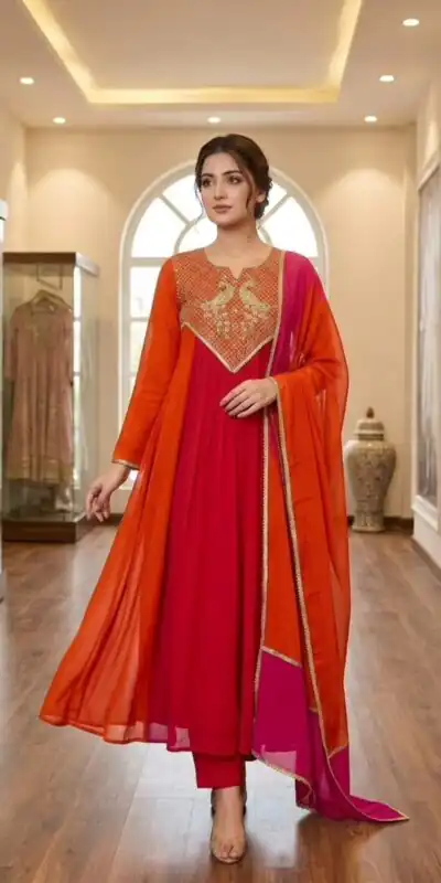 LG 2137 Red Mul Chanderi Salwar Suit with Embroidery Work & Sequins Work. Festive Deal ₹2199. Delivery 4-6 Working Days. Shop nowp | Jump Suits, Salwar suit, Designer Suits, Casual Suits, Creative suits, Palazzo Suits, Party Wear Suits, Patiala Suits, Straight Suits