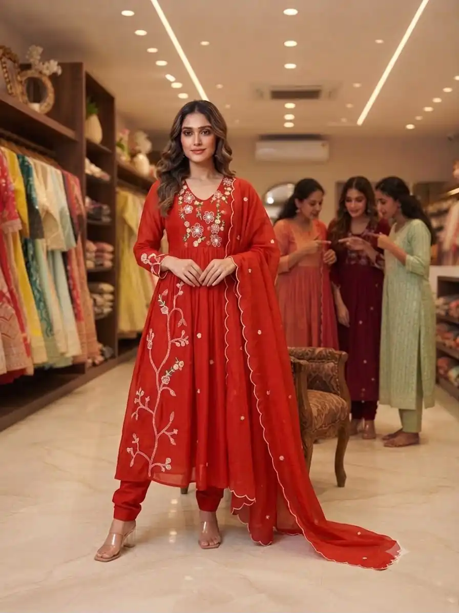 LG 2131 Red Mul Chanderi Salwar Suit with Embroidery Work & Sequins Work. Festive Deal ₹2199. Delivery 4-6 Working Days. Shop nowp | Jump Suits, Salwar suit, Designer Suits, Casual Suits, Creative suits, Palazzo Suits, Party Wear Suits, Patiala Suits, Straight Suits