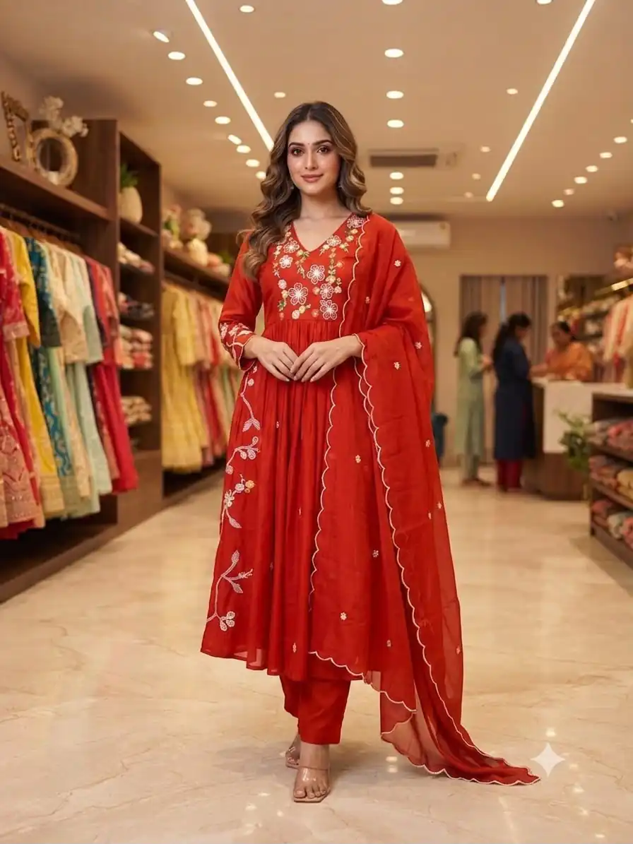 LG 2131 Red Mul Chanderi Salwar Suit with Embroidery Work & Sequins Work. Festive Deal ₹2199. Delivery 4-6 Working Days. Shop nowp | Jump Suits, Salwar suit, Designer Suits, Casual Suits, Creative suits, Palazzo Suits, Party Wear Suits, Patiala Suits, Straight Suits