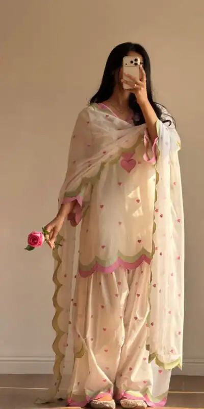 BE 490 White Mul Chanderi Salwar Suit with Embroidery Work & Sequins Work. Festive Deal ₹2399. Delivery 4-6 Working Days. Shop nowp | Jump Suits, Salwar suit, Designer Suits, Casual Suits, Creative suits, Palazzo Suits, Party Wear Suits, Patiala Suits, Straight Suits