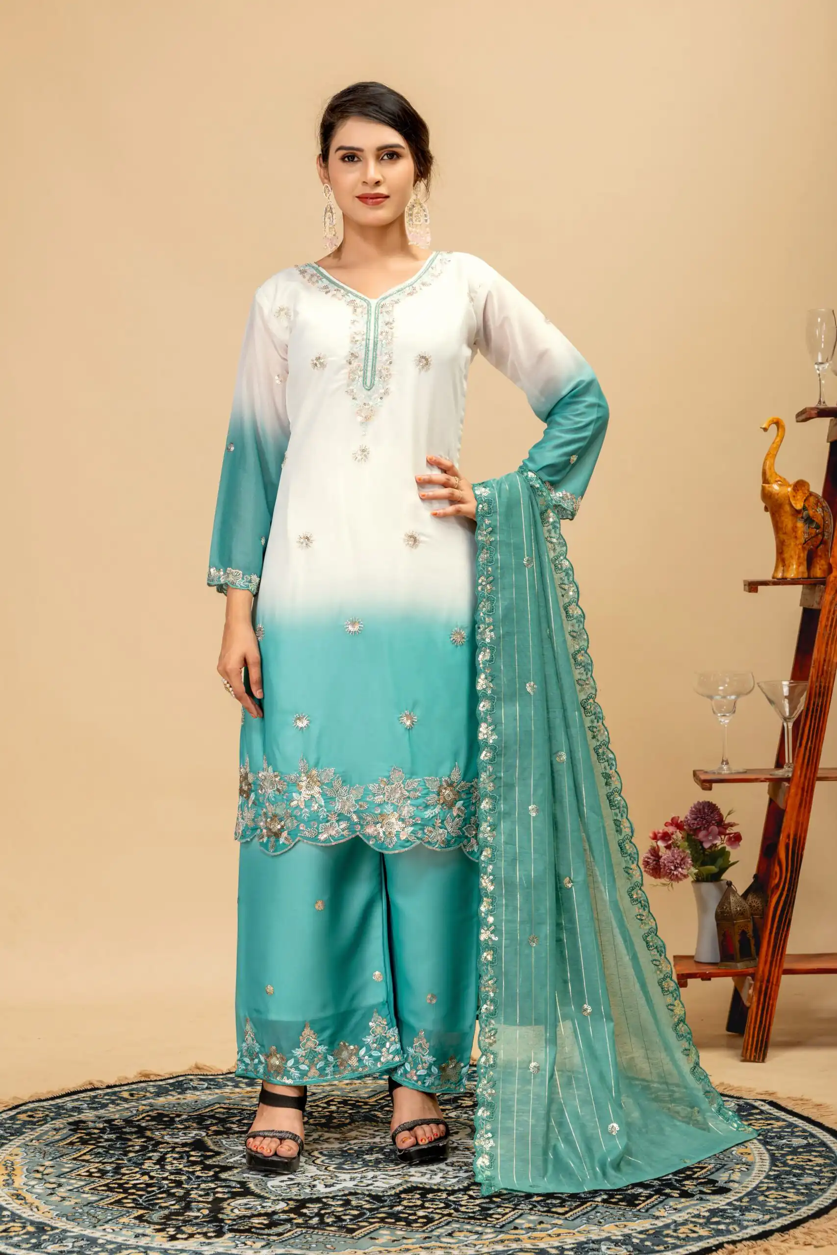 ST 1198 Firozi  in Star Georgette Embroidery Work Salwar Suit . Introductory Price ₹2399. Delivery 4-6 Working Days. Shop now. | Jump Suits, Salwar suit, Designer Suits, Casual Suits, Creative suits, Palazzo Suits, Party Wear Suits, Patiala Suits, Straight Suits