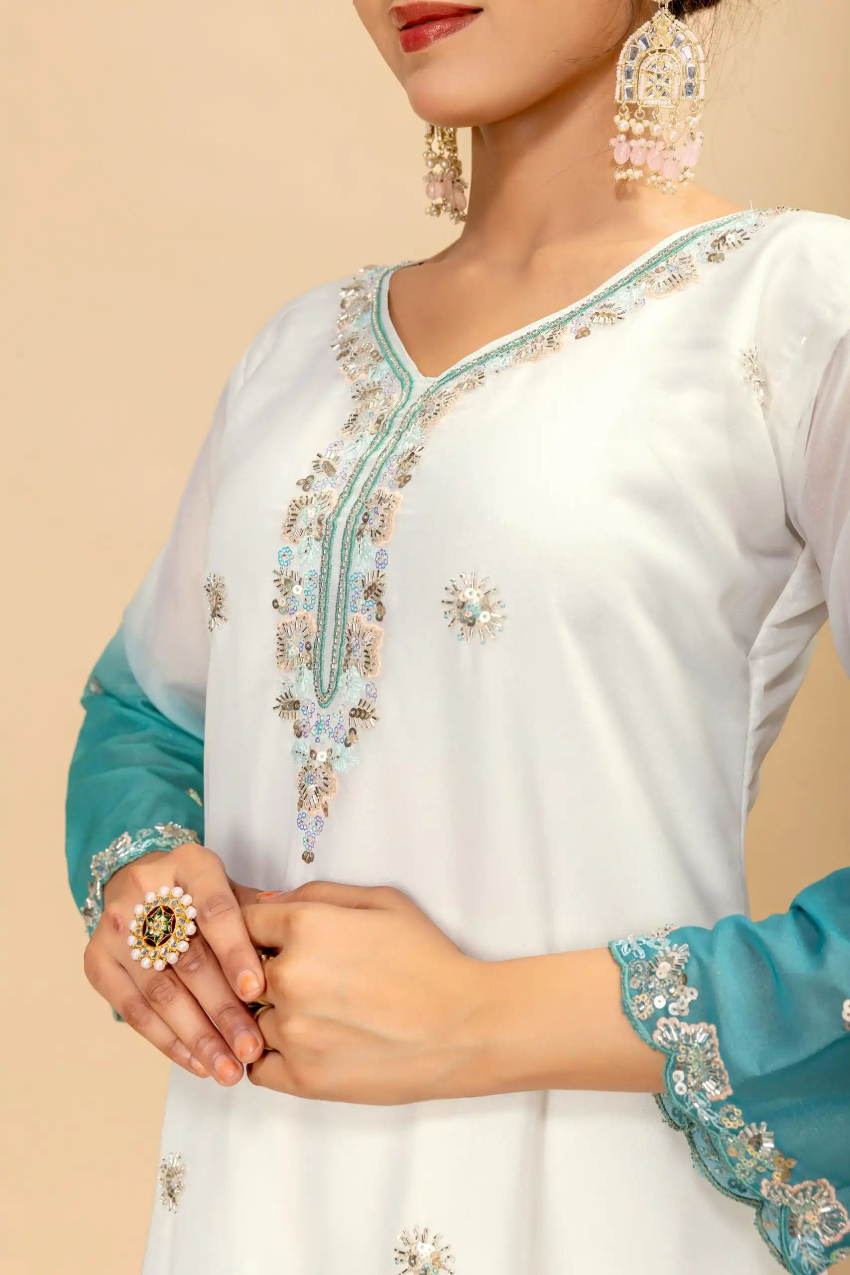 ST 1198 Firozi  in Star Georgette Embroidery Work Salwar Suit . Introductory Price ₹2399. Delivery 4-6 Working Days. Shop now. | Jump Suits, Salwar suit, Designer Suits, Casual Suits, Creative suits, Palazzo Suits, Party Wear Suits, Patiala Suits, Straight Suits