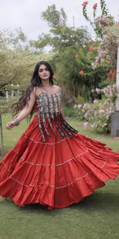 KA 5075 Rust Kora Cotton Lehenga Choli erfect for Wedding, Party, Haldi, Traditional Day, Makar Sankranti – . Special Price ₹2899. Delivery 4-6 Working | Lehenga, Bollywood Lehenga, Creative Lehenga, Designer Lehenga, Embroidered Lehenga, Party Wear Lehenga