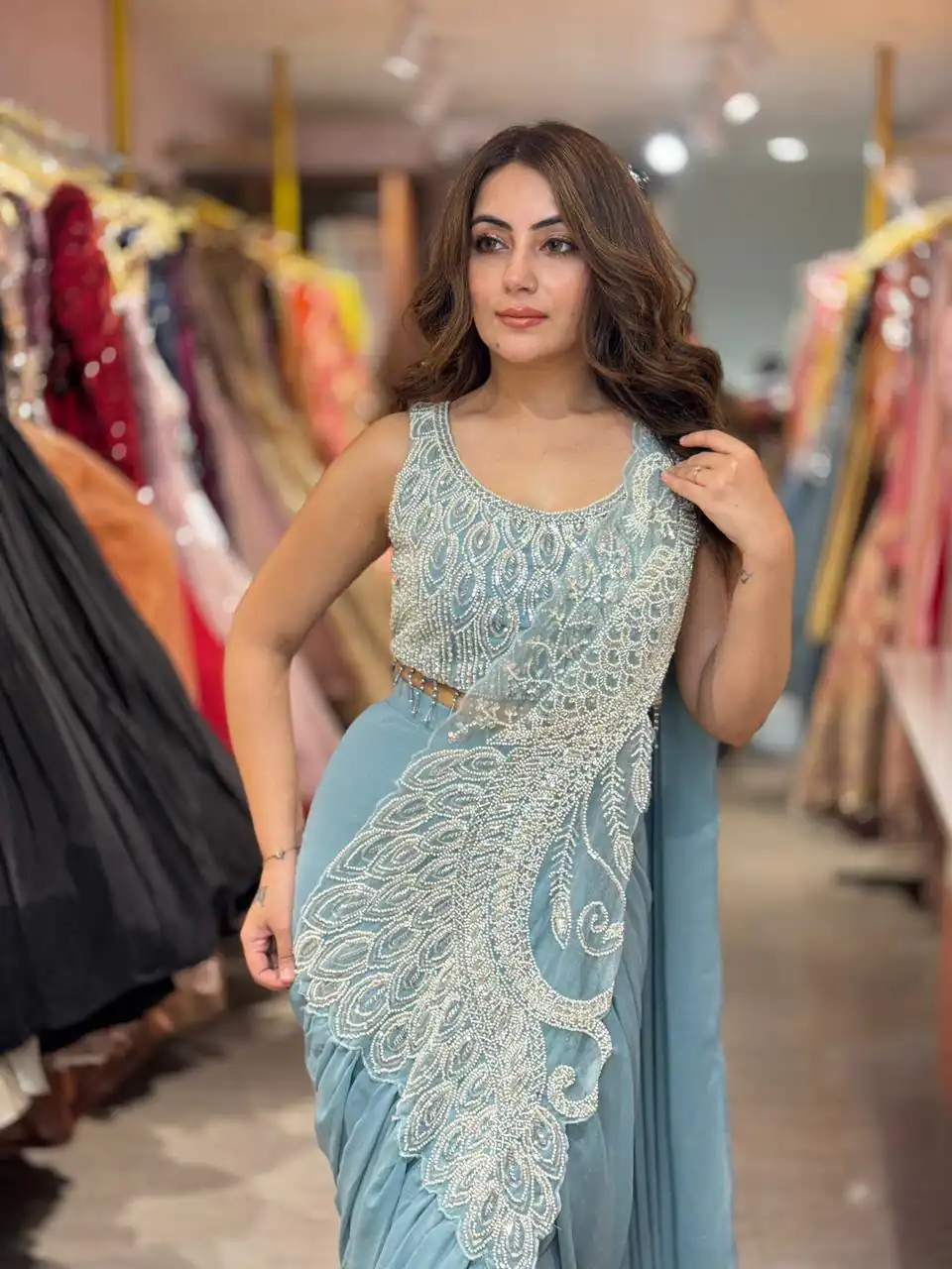 ST 1194 Sky Blue Soft Rangoli Silk Saree with Embroidery Work & Lace Work. Special Price ₹2299. Delivery 4-6 Working Days. Shop now. | Sarees, Bollywood Sarees, Creative Sarees, Designer Sarees, Embroidered Sarees, Ethnic Saree, Modern Digital sarees, Party Wear Sarees