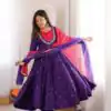 ZF 5023 Purple Roman Silk Gown with Mirror Work & Embroidery Work. Special Price ₹2099. Delivery 4-6 Working Days. Shop now. | Gowns, Bollywood Gowns, Creative Gowns, Designer Gowns, Embroidered Gowns, Party Wear Gowns