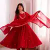 ZF 5023 Red Roman Silk Gown with Mirror Work & Embroidery Work. Special Price ₹2099. Delivery 4-6 Working Days. Shop now. | Gowns, Bollywood Gowns, Creative Gowns, Designer Gowns, Embroidered Gowns, Party Wear Gowns