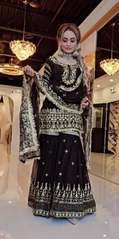 NF 1246 Black Faux Georgette Salwar Suit with Mirror Work & Embroidery Work. Get it for ₹2449. Delivery 4-6 Working Days. Shop now. | Jump Suits, Salwar suit, Designer Suits, Casual Suits, Creative suits, Palazzo Suits, Party Wear Suits, Patiala Suits, Straight Suits