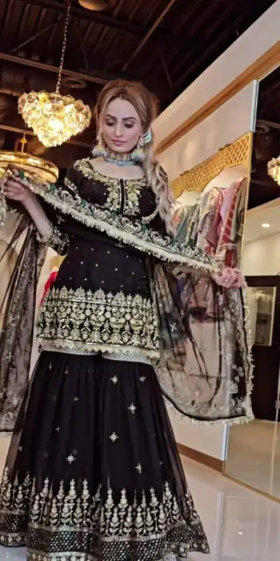 NF 1246 Black Faux Georgette Salwar Suit with Mirror Work & Embroidery Work. Get it for ₹2449. Delivery 4-6 Working Days. Shop now. | Jump Suits, Salwar suit, Designer Suits, Casual Suits, Creative suits, Palazzo Suits, Party Wear Suits, Patiala Suits, Straight Suits