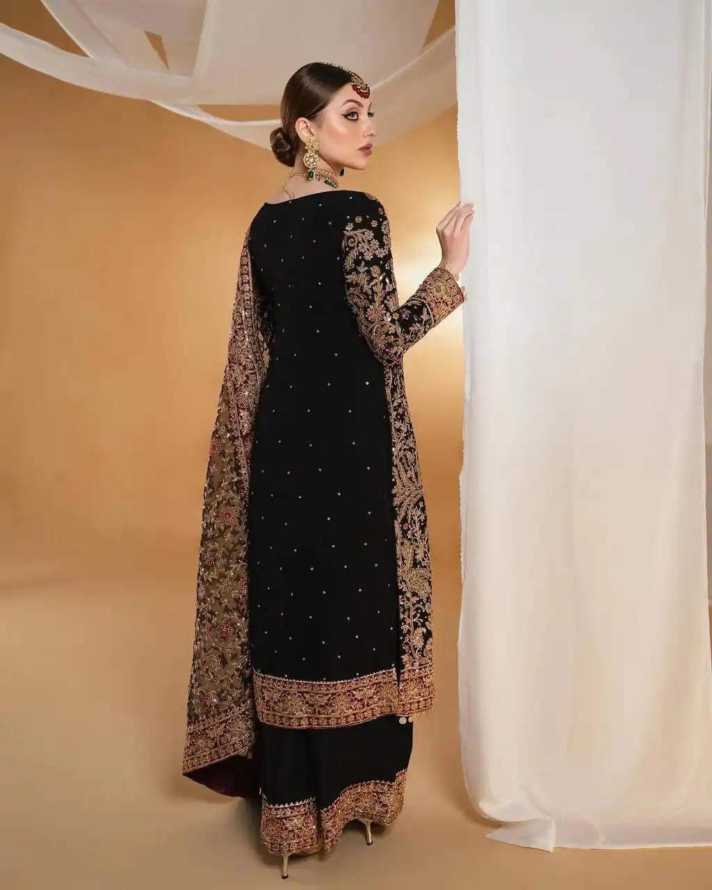 KF 1666 Black Faux Georgette Salwar Suit with Mirror Work & Embroidery Work. Get it for ₹2999. Delivery 4-6 Working Days. Shop now. | Jump Suits, Salwar suit, Designer Suits, Casual Suits, Creative suits, Palazzo Suits, Party Wear Suits, Patiala Suits, Straight Suits