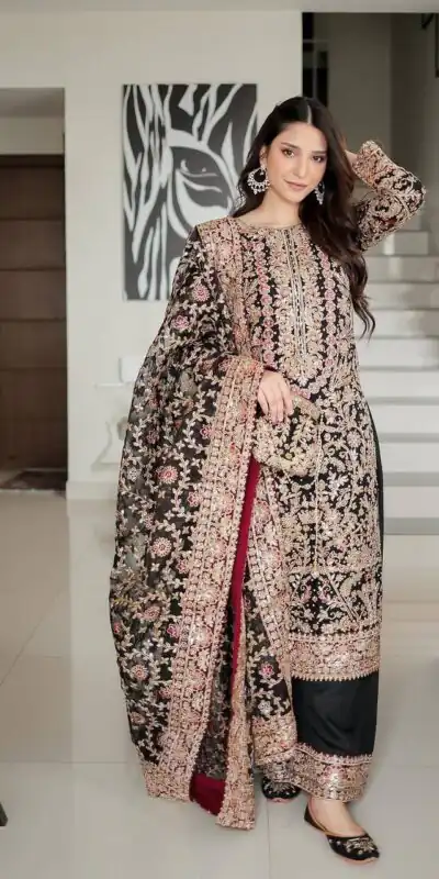 KF 1666 Black Faux Georgette Salwar Suit with Mirror Work & Embroidery Work. Get it for ₹2999. Delivery 4-6 Working Days. Shop now. | Jump Suits, Salwar suit, Designer Suits, Casual Suits, Creative suits, Palazzo Suits, Party Wear Suits, Patiala Suits, Straight Suits