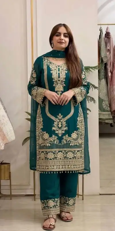 NSR 910 Green Faux Georgette Salwar Suit with Mirror Work & Embroidery Work. Get it for ₹2399. Delivery 4-6 Working Days. Shop now. | Jump Suits, Salwar suit, Designer Suits, Casual Suits, Creative suits, Palazzo Suits, Party Wear Suits, Patiala Suits, Straight Suits
