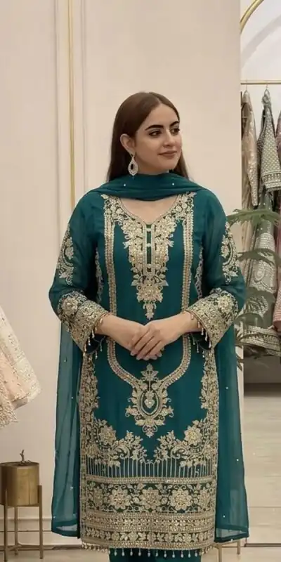 NSR 910 Green Faux Georgette Salwar Suit with Mirror Work & Embroidery Work. Get it for ₹2399. Delivery 4-6 Working Days. Shop now. | Jump Suits, Salwar suit, Designer Suits, Casual Suits, Creative suits, Palazzo Suits, Party Wear Suits, Patiala Suits, Straight Suits