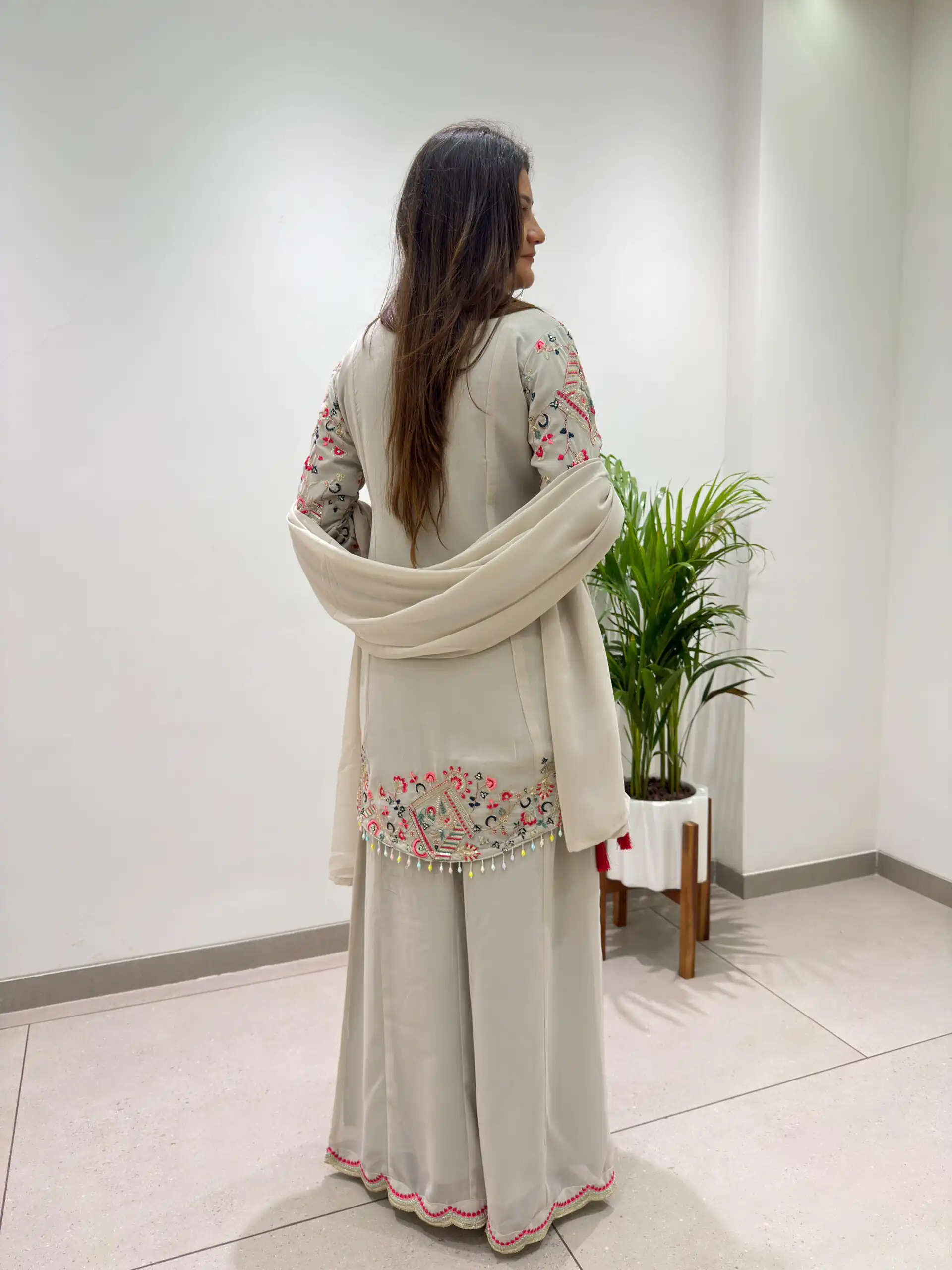 BE 489 Grey Faux Georgette Salwar Suit with Mirror Work & Embroidery Work. Get it for ₹2899. Delivery 4-6 Working Days. Shop now. | Jump Suits, Salwar suit, Designer Suits, Casual Suits, Creative suits, Palazzo Suits, Party Wear Suits, Patiala Suits, Straight Suits