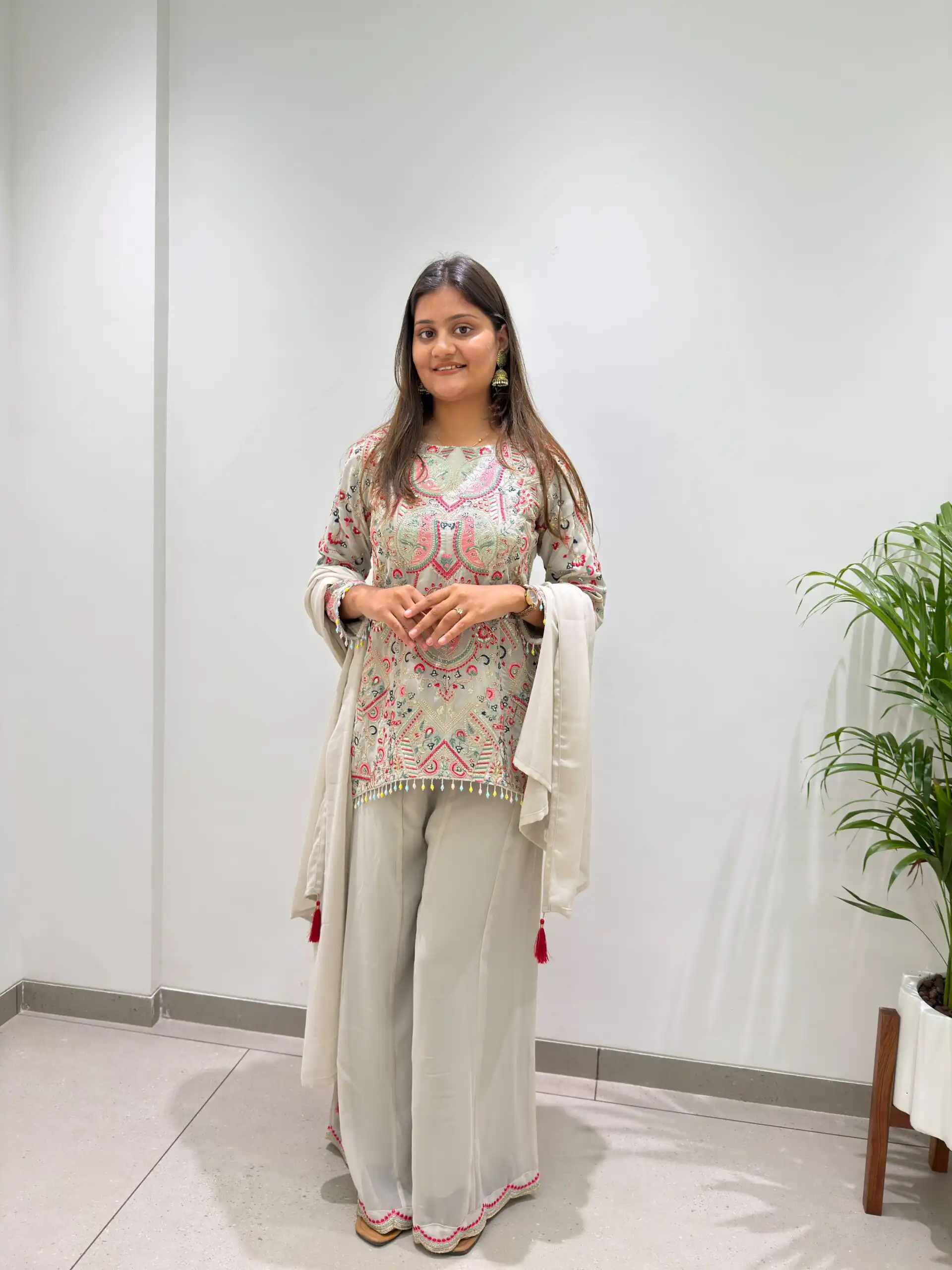 BE 489 Grey Faux Georgette Salwar Suit with Mirror Work & Embroidery Work. Get it for ₹2899. Delivery 4-6 Working Days. Shop now. | Jump Suits, Salwar suit, Designer Suits, Casual Suits, Creative suits, Palazzo Suits, Party Wear Suits, Patiala Suits, Straight Suits