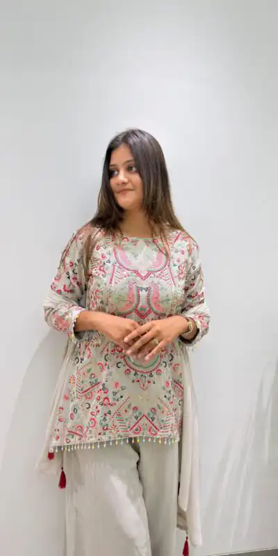 BE 489 Grey Faux Georgette Salwar Suit with Mirror Work & Embroidery Work. Get it for ₹2899. Delivery 4-6 Working Days. Shop now. | Jump Suits, Salwar suit, Designer Suits, Casual Suits, Creative suits, Palazzo Suits, Party Wear Suits, Patiala Suits, Straight Suits