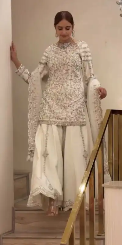 DB 47 White Faux Georgette Salwar Suit with Mirror Work & Embroidery Work. Get it for ₹2399. Delivery 4-6 Working Days. Shop now. | Jump Suits, Salwar suit, Designer Suits, Casual Suits, Creative suits, Palazzo Suits, Party Wear Suits, Patiala Suits, Straight Suits