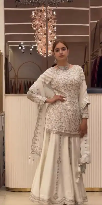 DB 47 White Faux Georgette Salwar Suit with Mirror Work & Embroidery Work. Get it for ₹2399. Delivery 4-6 Working Days. Shop now. | Jump Suits, Salwar suit, Designer Suits, Casual Suits, Creative suits, Palazzo Suits, Party Wear Suits, Patiala Suits, Straight Suits