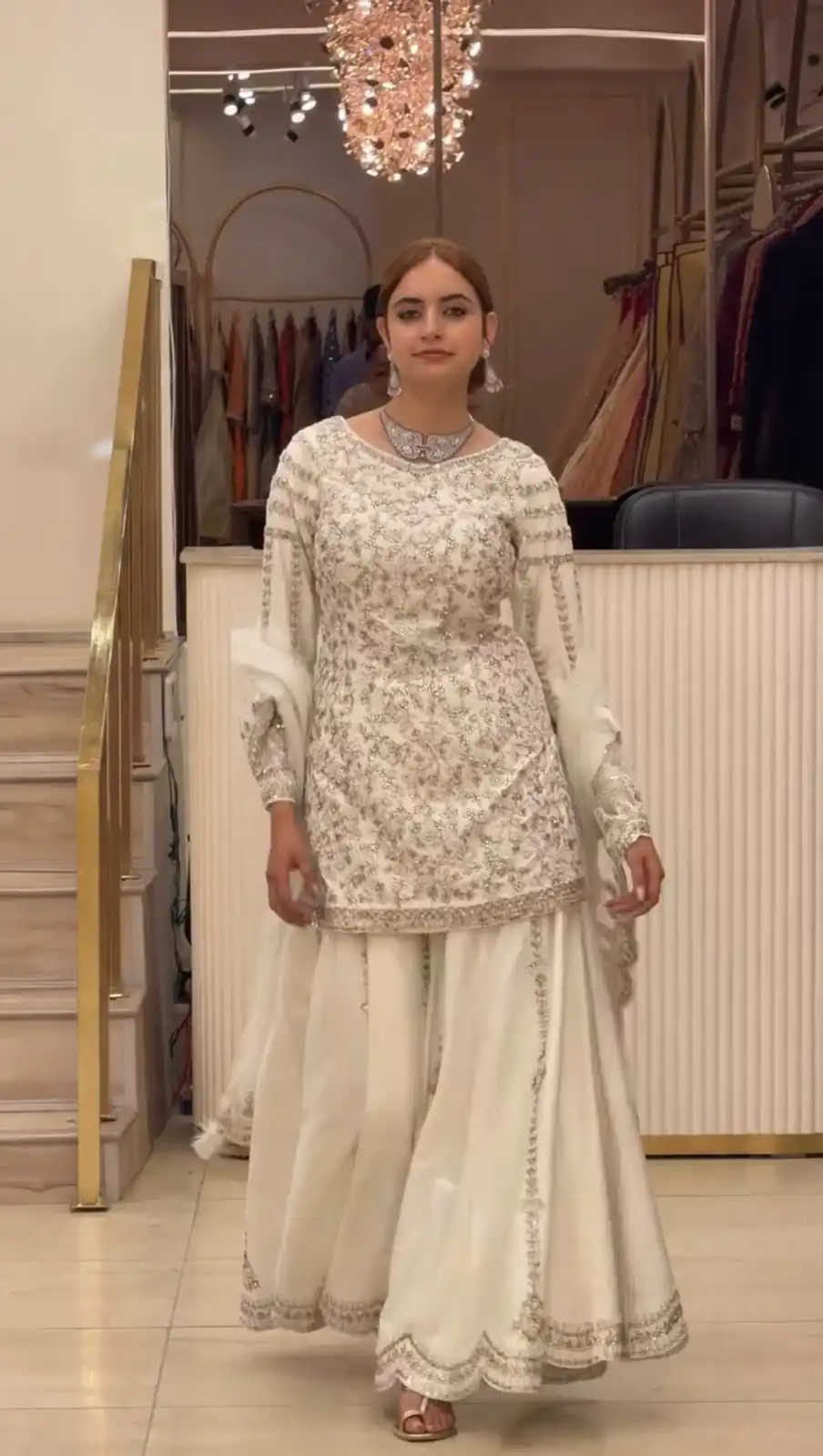 DB 47 White Faux Georgette Salwar Suit with Mirror Work & Embroidery Work. Get it for ₹2399. Delivery 4-6 Working Days. Shop now. | Jump Suits, Salwar suit, Designer Suits, Casual Suits, Creative suits, Palazzo Suits, Party Wear Suits, Patiala Suits, Straight Suits