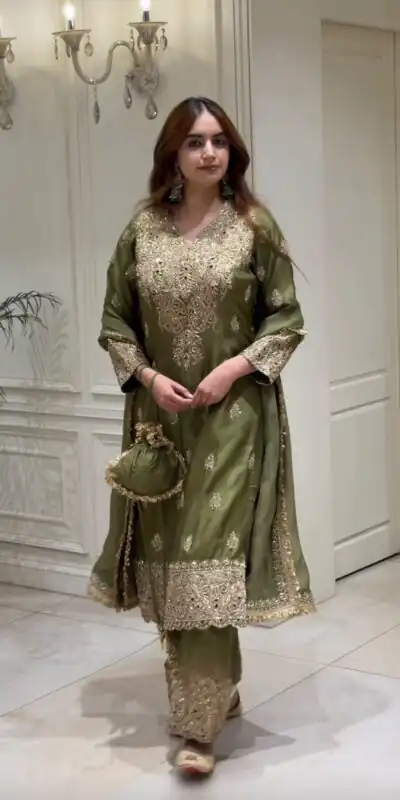 NSR 906 Mehandi Roman Silk Salwar Suit with Sequins Work & Embroidery Work. Available at ₹2449 only. Delivery 4-6 Working Days. Shop now. | Jump Suits, Salwar suit, Designer Suits, Casual Suits, Creative suits, Palazzo Suits, Party Wear Suits, Patiala Suits, Straight Suits