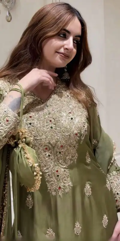 NSR 906 Mehandi Roman Silk Salwar Suit with Sequins Work & Embroidery Work. Available at ₹2449 only. Delivery 4-6 Working Days. Shop now. | Jump Suits, Salwar suit, Designer Suits, Casual Suits, Creative suits, Palazzo Suits, Party Wear Suits, Patiala Suits, Straight Suits