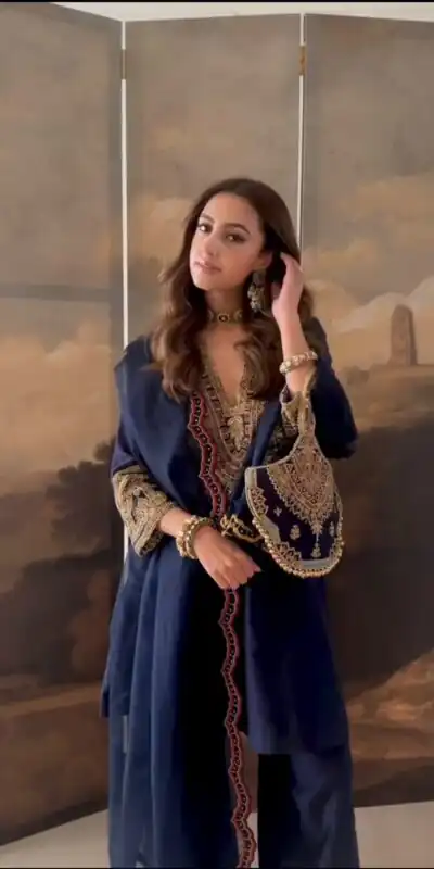 SR 1722 Navy Blue Roman Silk Salwar Suit with Sequins Work & Embroidery Work. Available at ₹2349 only. Delivery 4-6 Working Days. Shop now. | Jump Suits, Salwar suit, Designer Suits, Casual Suits, Creative suits, Palazzo Suits, Party Wear Suits, Patiala Suits, Straight Suits