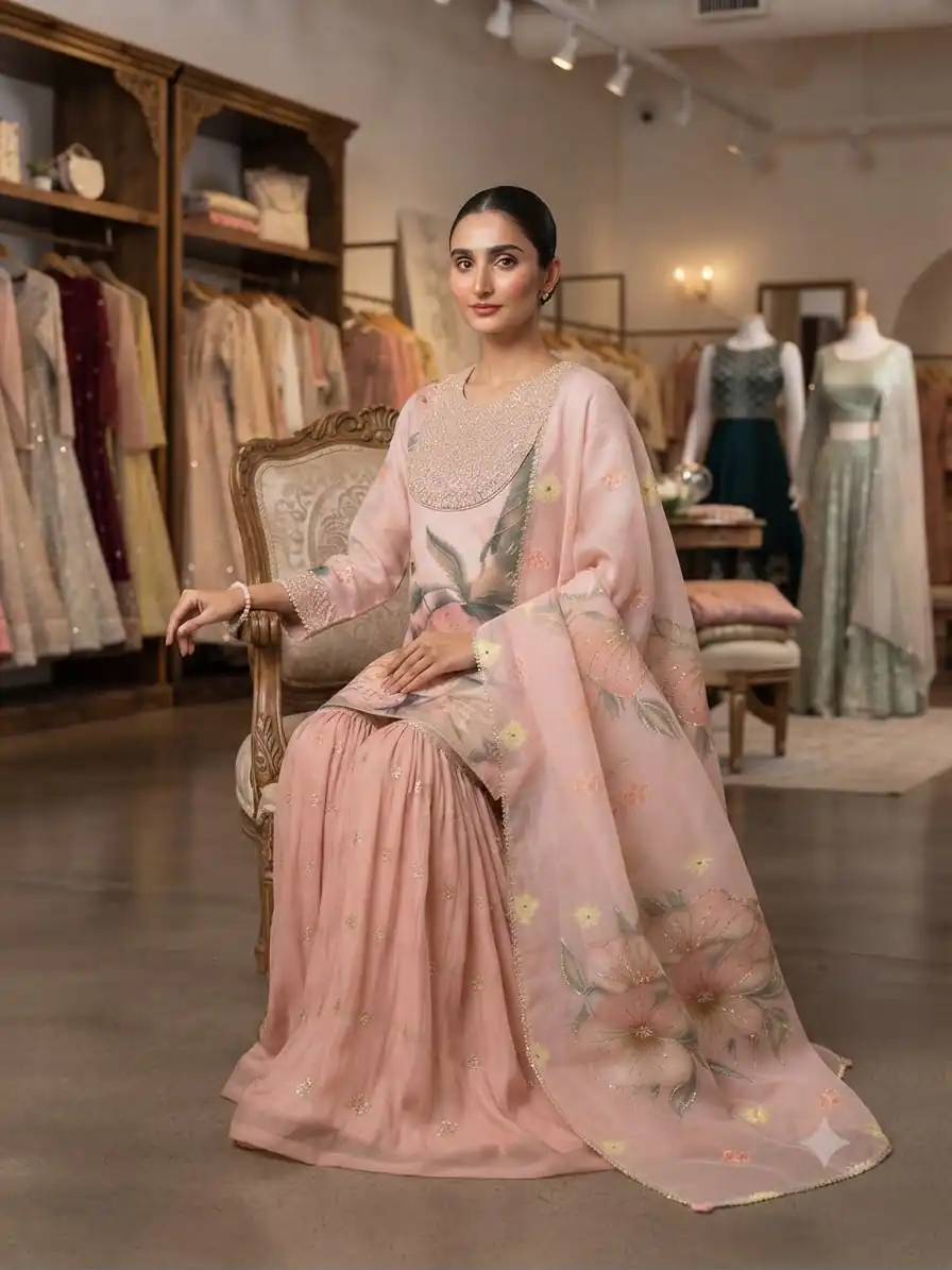 LG 2130 Peach Soft Organza Salwar Suit with Embroidery Work & Cut Work. Available at ₹2399 only. Delivery 4-6 Working Days. Shop now. | Jump Suits, Salwar suit, Designer Suits, Casual Suits, Creative suits, Palazzo Suits, Party Wear Suits, Patiala Suits, Straight Suits