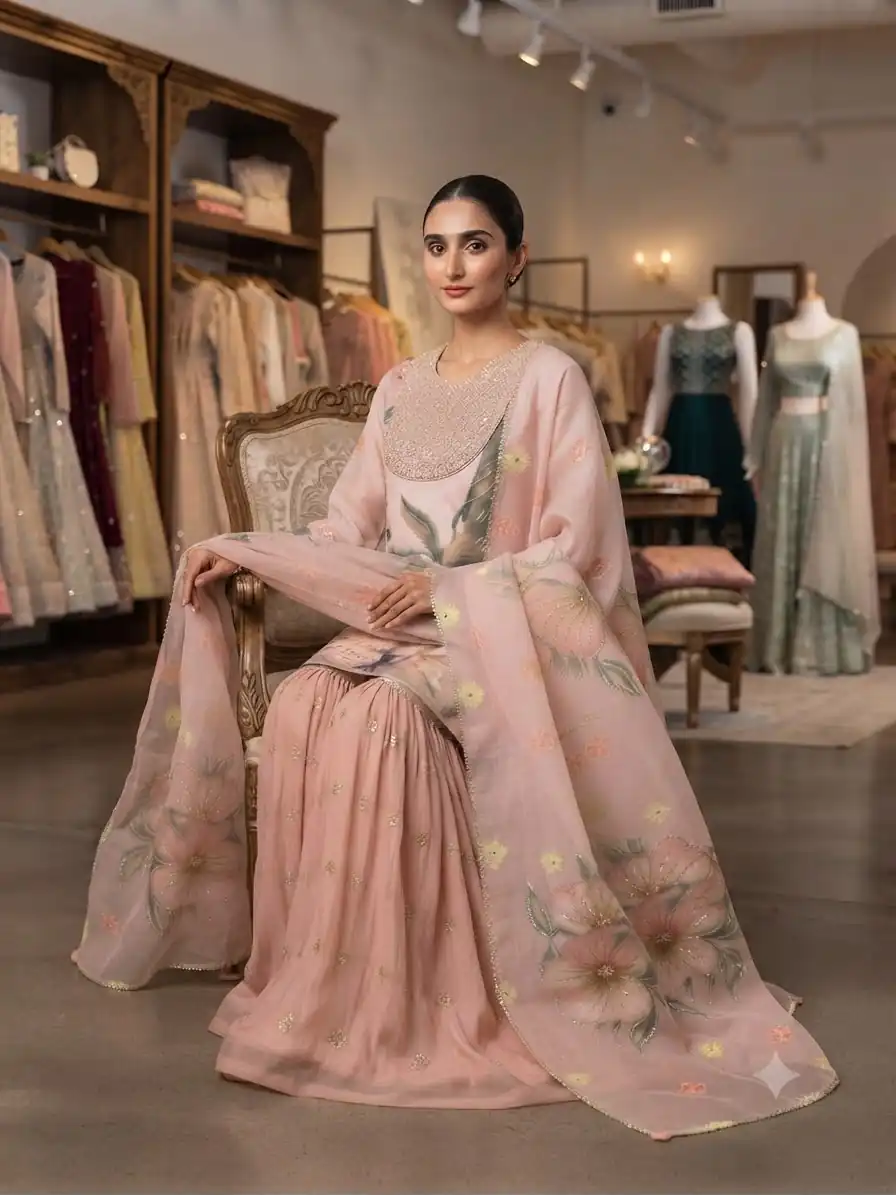 LG 2130 Peach Soft Organza Salwar Suit with Embroidery Work & Cut Work. Available at ₹2399 only. Delivery 4-6 Working Days. Shop now. | Jump Suits, Salwar suit, Designer Suits, Casual Suits, Creative suits, Palazzo Suits, Party Wear Suits, Patiala Suits, Straight Suits