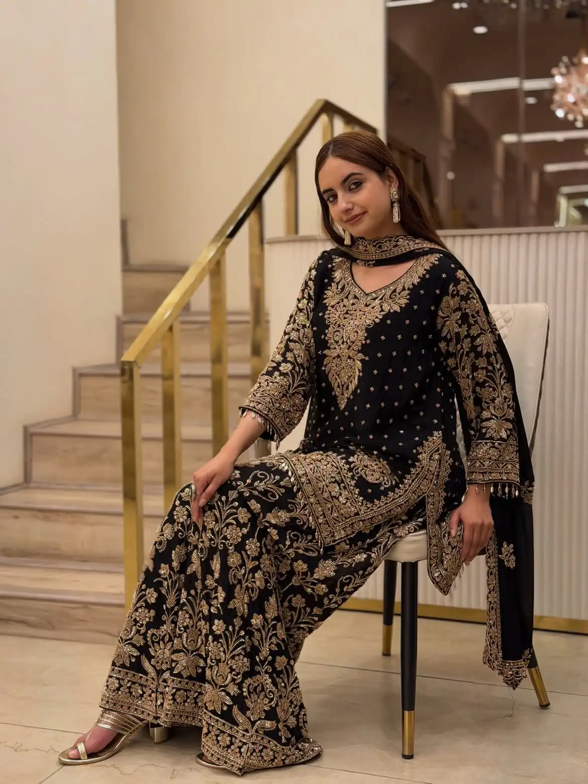 KF 1733 Black Faux Georgette Salwar Suit with Mirror Work & Embroidery Work. Get it for ₹2849. Delivery 4-6 Working Days. Shop now. | Jump Suits, Salwar suit, Designer Suits, Casual Suits, Creative suits, Palazzo Suits, Party Wear Suits, Patiala Suits, Straight Suits