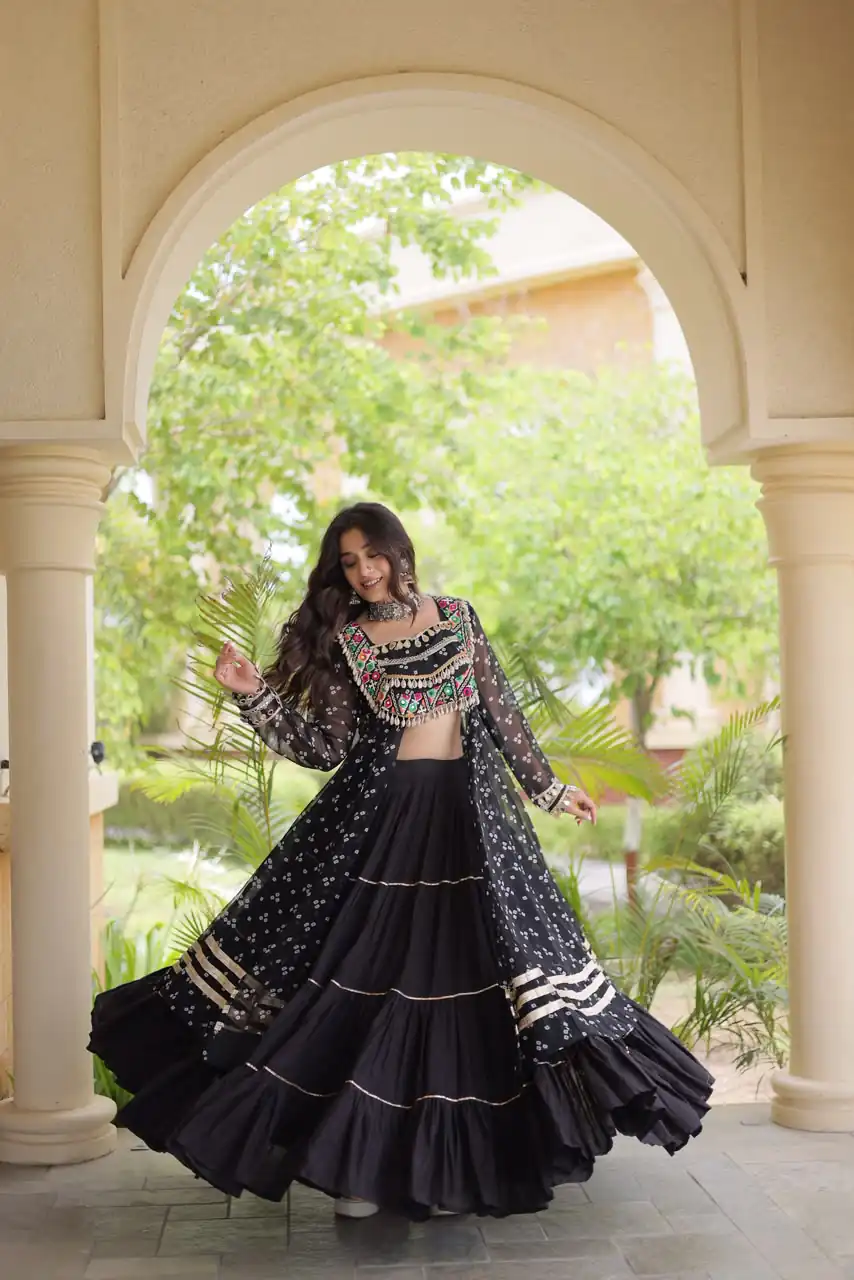 KA 5081 Black| Faux Georgette Lehenga Choli with Embroidery Work & Lace Work. Special Price ₹3099. Delivery 4-6 Working Days. Shop now. | Lehenga, Bollywood Lehenga, Creative Lehenga, Designer Lehenga, Embroidered Lehenga, Party Wear Lehenga