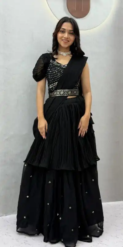 Ram 193 Black | Faux Georgette Lehenga Choli with Embroidery Work & Lace Work. Special Price ₹2149. Delivery 4-6 Working Days. Shop now. | Lehenga, Bollywood Lehenga, Creative Lehenga, Designer Lehenga, Embroidered Lehenga, Party Wear Lehenga
