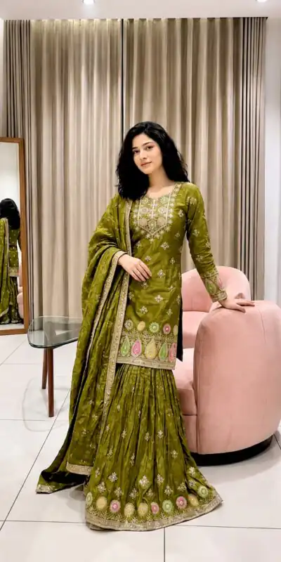 WW 1276 Mehandi Pure Endy Silk Salwar Suit with Embroidery Work & Sequins Work. Exclusive Offer ₹2399. Delivery 4-6 Working Days. Shop now. | Jump Suits, Salwar suit, Designer Suits, Casual Suits, Creative suits, Palazzo Suits, Party Wear Suits, Patiala Suits, Straight Suits