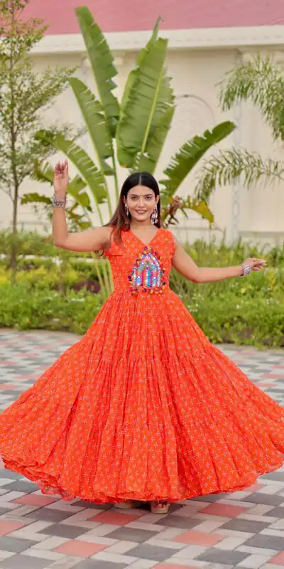 Ram 128 Orange| Faux Georgette Thread Work Gown Embroidery Work & Lace Work. Special Price ₹1749. Delivery 4-6 Working Days. Shop now. | Gowns, Bollywood Gowns, Creative Gowns, Designer Gowns, Embroidered Gowns, Party Wear Gowns