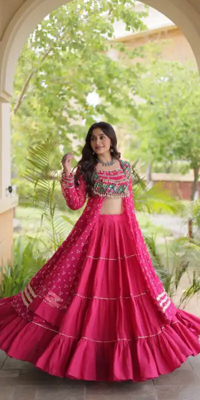 KA 5081 Pink| Faux Georgette Lehenga Choli with Embroidery Work & Lace Work. Special Price ₹3099. Delivery 4-6 Working Days. Shop now. | Lehenga, Bollywood Lehenga, Creative Lehenga, Designer Lehenga, Embroidered Lehenga, Party Wear Lehenga